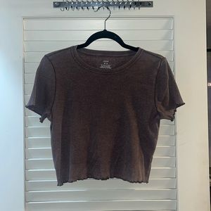 Aerie crop ruffe tee (light purple)
